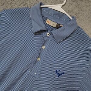 Kjus Polo Shirt Mens Medium Size 50 Soren Stripe Blue Performance Stretch Golf